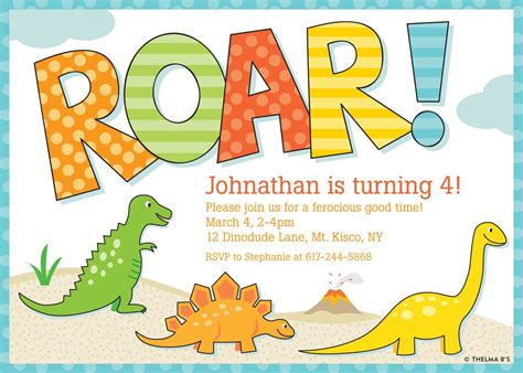Awesome Free Template Free Printable Dinosaur Birthday Invitations