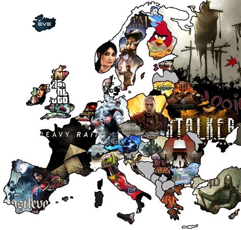 Video Game Map Of Europe Map Of Famous Video Games Developed By Each