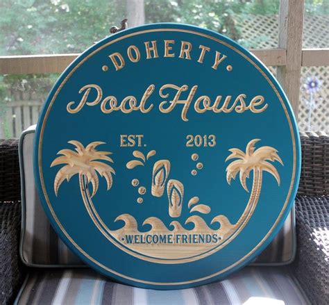 Pool Bar Sign Beach Bar Sign Personalized Pool Sign Carved Wood