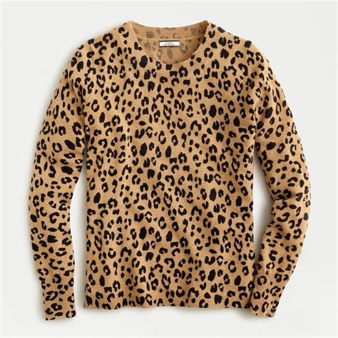 Jcrew Cashmere Crewneck Sweater In Leopard Lyst