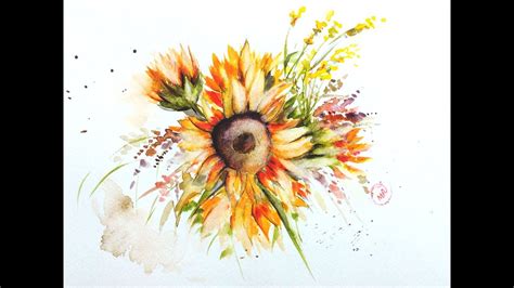 Watercolor Sunflower Painting Demonstration Youtube