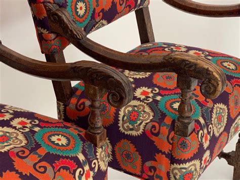 Pair Of Italian Chairs Etro Fabric For Sale At 1stdibs