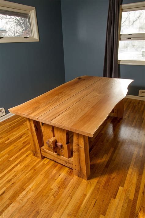 Live Edge Reclaimed White Oak Trestle Dining Table | Slab ...