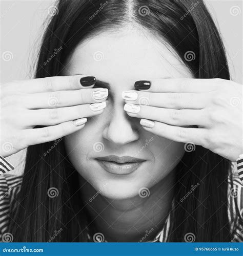I Do Not Want To See It Beautiful Young Woman Covers Her Eyes Stock Image Image Of Holding