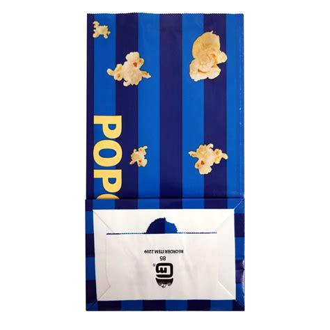 Popcorn Bags 85 Oz Striped Laminated Popcorn Bag Blue Gold Medal