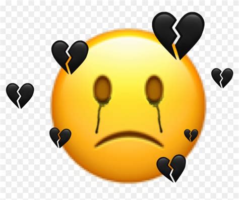 Download Freetoedit Sticker Emoji Sad Broken Black Mood Smiley Clipart