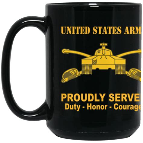 Us Army Armor Branch Proudly Served Core Values 15 Oz Black Mug Core