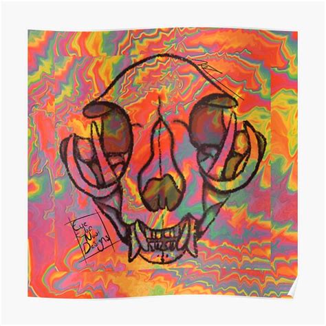 Rainbow Trippy Raccoon Skull Poster For Sale By Mostly Void Redbubble