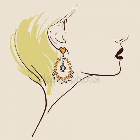 Beautiful Woman Wearing Earrings Stock Vector Yemelianova 141822962