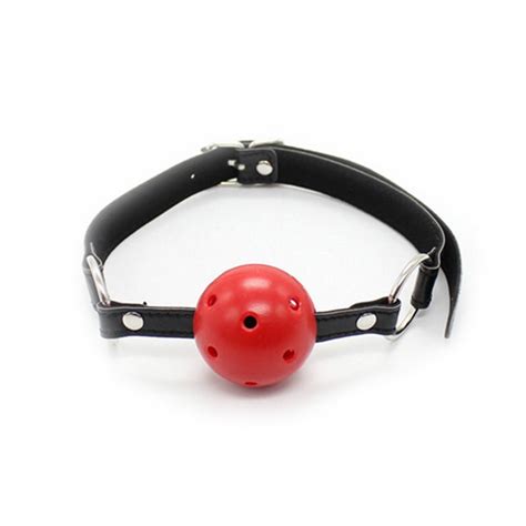 Buy Pu Leather Band Red Ball Mouth Gag Oral Fixation Mouth Stuffed