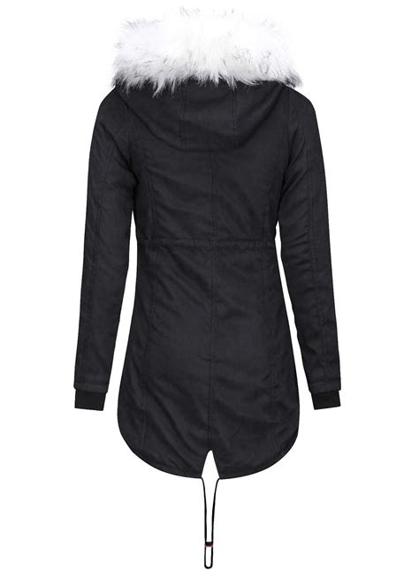 Jamickiki Women Hooded Cotton Faux Fur Lined Zip Up Jacket Slim Fit