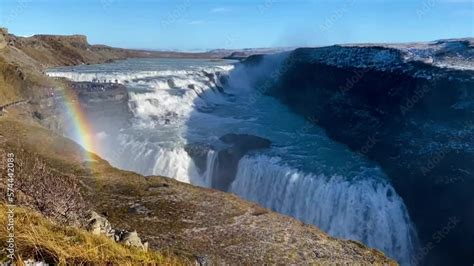 Gullfoss Waterfall In Hvítá River Canyon In Southwest Iceland Popular