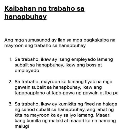 3 Ano Ang Kaibahan Ng Trabaho Sa Hanapbuhay Magbigay Ng Mobile Legends