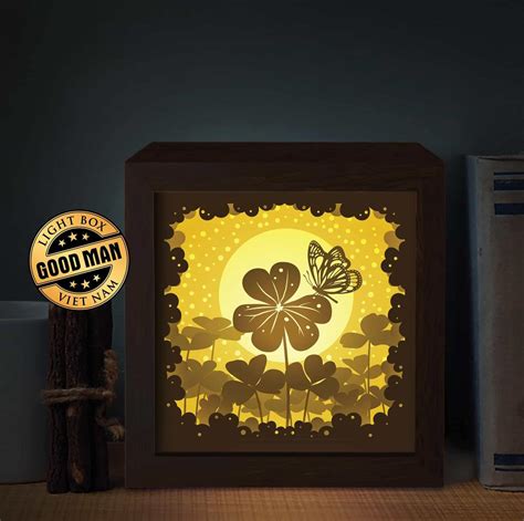 Download Lucky Clover - 3D Paper Cutting Light Box SVG Template files, 3D Shado - LightboxTemplate