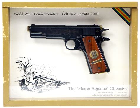 Colt 1911 Ww1 Commemorative 45 Acp Pistol Collectible With Case Meuse