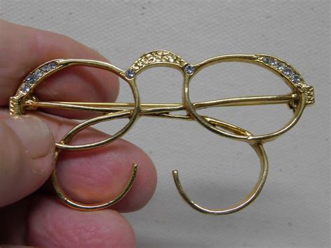 Vintage Rhinestone Trimmed Eye Glass Pin Brooch Etsy De