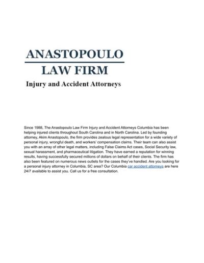 Anastopoulo Law Firm Injury And Accident Attorneys Columbia