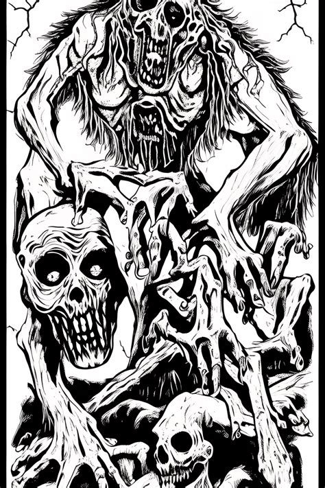 Evil Dead Monsters Demonic Satanic Horror Terror Dead Zombies Coloring