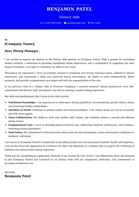 Dietary Aide Cover Letter Samples Malaysia