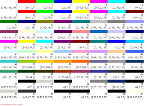Excel Illustrations Colour Palette