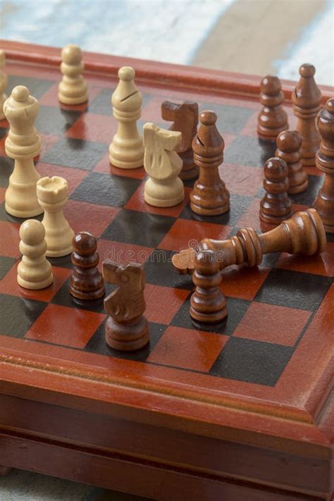 Chess Board Overview With Game Finished By Checkmate Stock Photo