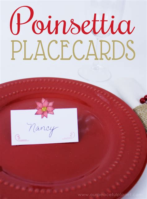 Free Poinsettia Printable Christmas Placecards