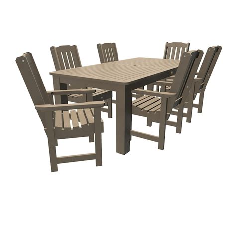 Highwood The Lehigh Collection 7 Piece Brown Patio Dining Set In The
