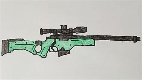 How To Draw An Awp Sniper Rifle Simple Drawing Youtube