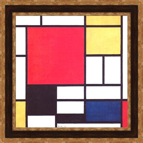 Piet Mondrian Composition In Red Yellow Blue And Black Framed 27x27