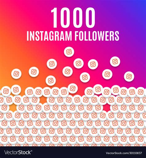 Instagram 1k Followers Likes Celebration Vector Image