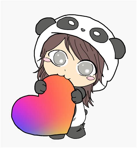 Panda Chibi Girl Outline
