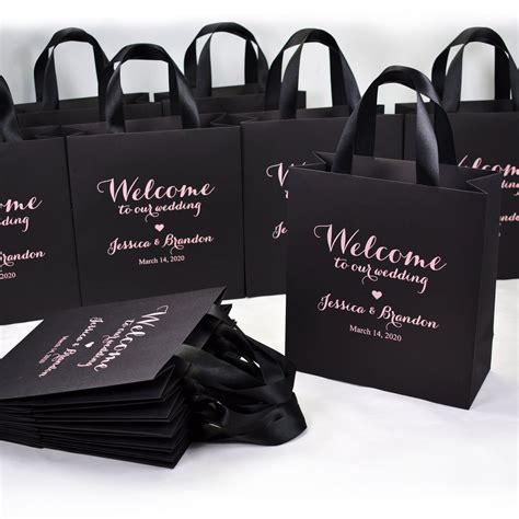 25 Black And Blush Wedding Welcome Bags For Favor For Guests Etsy
