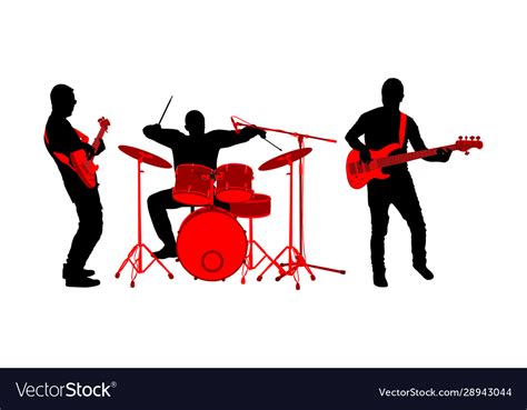 Musician Play Bass Guitar And Drums On Stage Vector Image