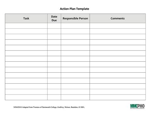 Action Plan Templates Excel