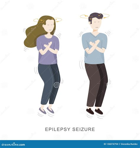 Epilepsy Seizure Illustration Of Woman And Man Having Seizure Stock