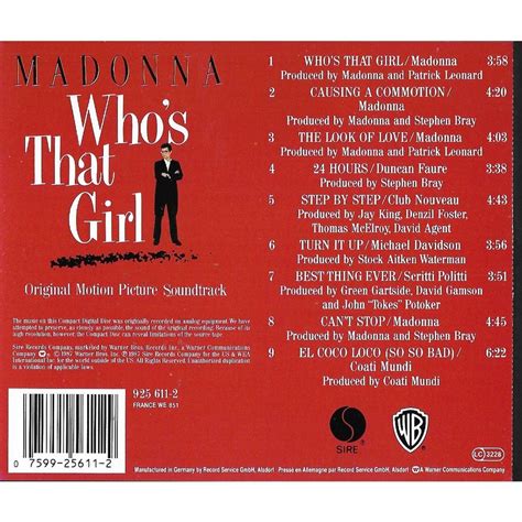 Whos That Girl Original Motion Picture Soundtrack By Madonna Cd