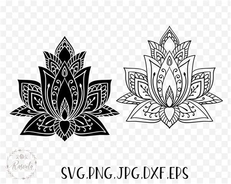 Lotus Mandala Flower Svg Lotus Flower Clip Art Lotus Etsy