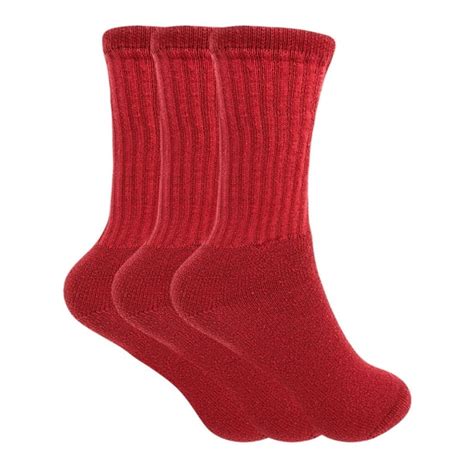 Awsamerican Made Cotton Crew Socks For Women Red Made In Usa 3 Pairs Size 9 11