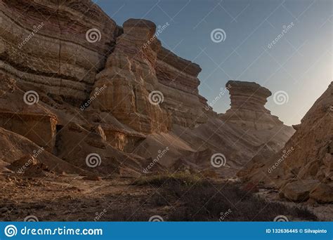 Canyon With Detail Of Water Erosion Marks Namibe Angola Africa Stock