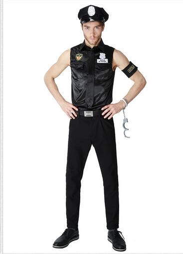 Hot Sale Men Police Costumes Sexy Profession Costumes Black Cool Latex