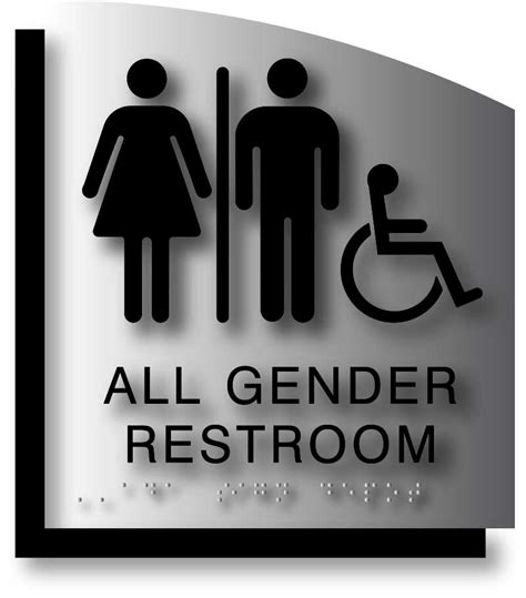 All Gender Wheelchair Accessible Restroom Signs In Brushed Aluminum