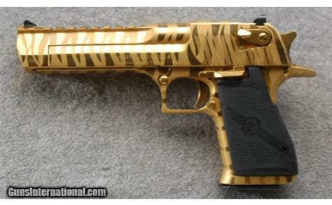 Magnum Research Desert Eagle 50 AE Gold Tiger Stripe As New In Case