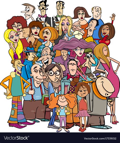 Cartoon People Characters In Crowd Royalty Free Vector Image