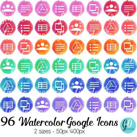 Pink girly social media icons. Google Icons Watercolor Drive Docs Forms Slides by ...