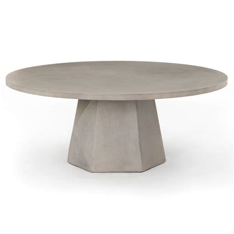 Bowen Modern Grey Concrete Classic Round Outdoor Coffee Table In 2021