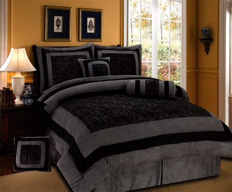 Find all of our bedding collections sets products and much more at linen chest! Amazon.com: 7 Pieces Black and Grey Micro Suede Comforter ...
