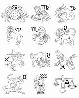Zodiac Coloring Signs Simple Children sketch template