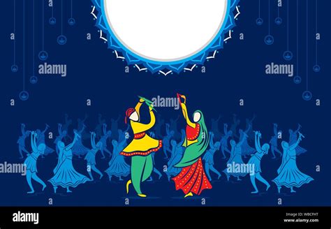 Indian Couple Playing Garba In Dandiya Night Navratri Dussehra Festival Of India Celebrate Stock