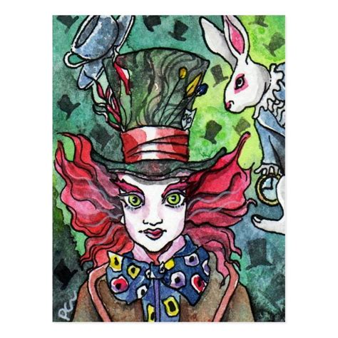 Mad Hatter And White Rabbit Postcard In 2021 White
