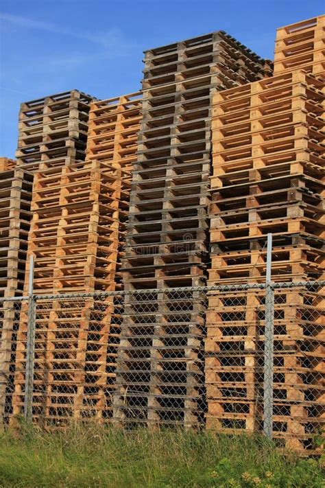 Stacked Wooden Pallets Stock Image Image Of Stackable 57442027